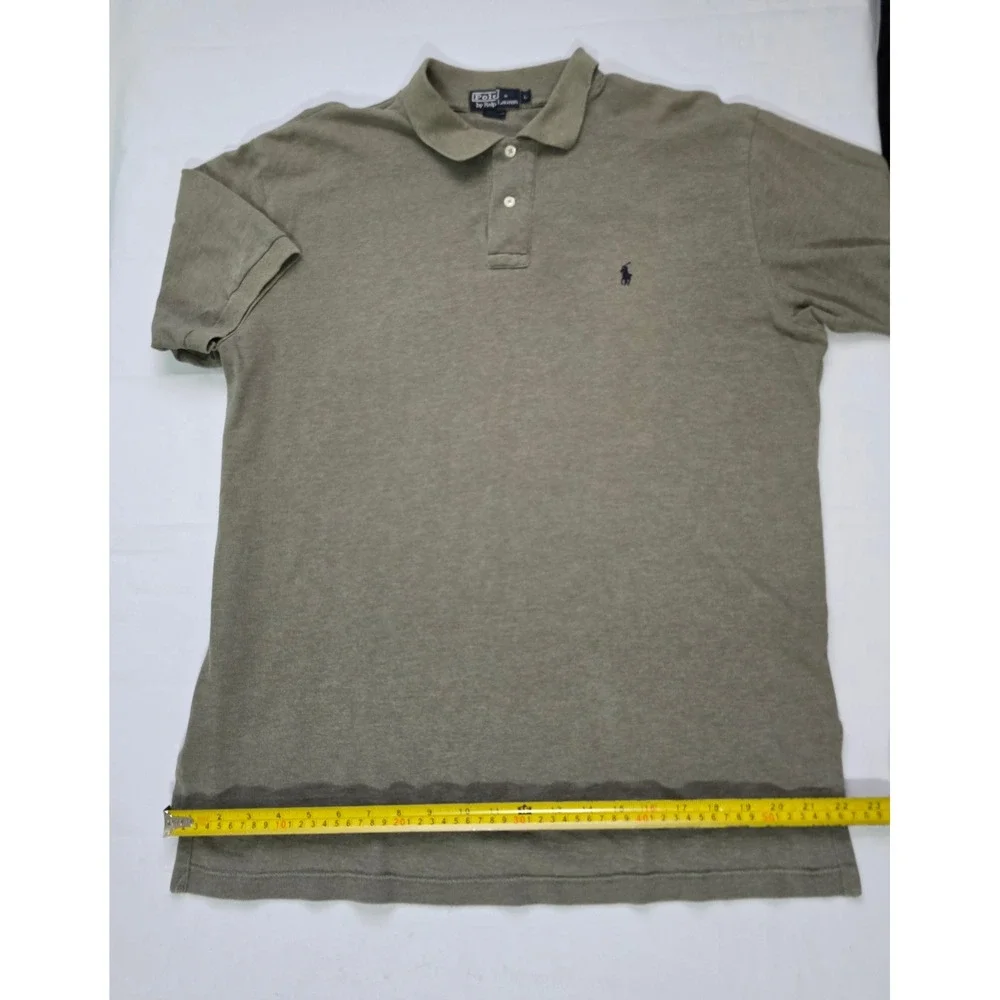 Polo Ralph Lauren Mens Vintage Large Olive Green Short Sleeve Cotton Polo Shirt